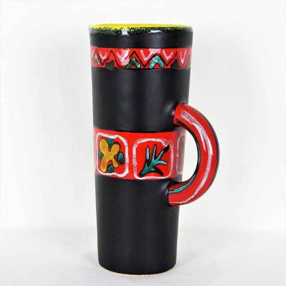 Image 1 of Schwarze Keramikkrugvase von Fourmentin-Gabriel - Vallauris, 1950