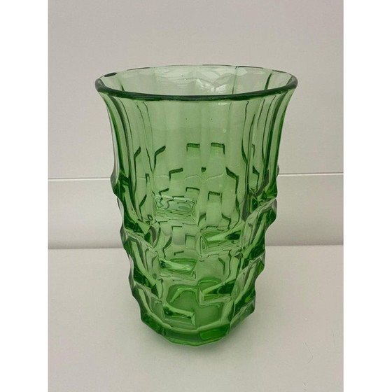 Image 1 of Grüne Art Deco Vase von August Walther und Söhne, Deutschland 1930er Jahre