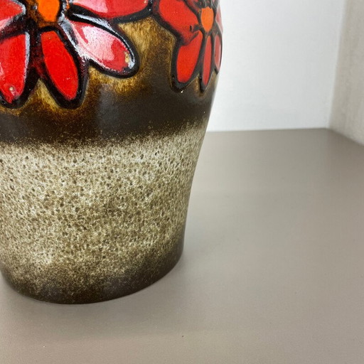 Vintage "Floral" Vase aus Lavakeramik für Scheurich, Deutschland 1970er