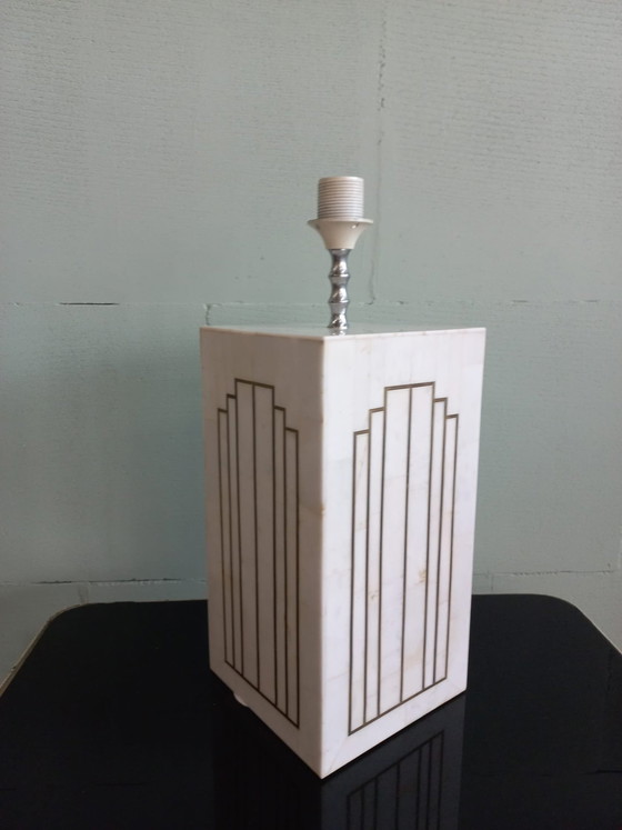 Italienische 70er Jahre Deco/Romeo Rega Stil Marmor Intarsien Lampe – Tischlampen, Copper, Plastic (photo 9 of 12)