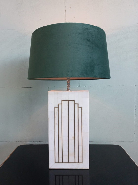 Italienische 70er Jahre Deco/Romeo Rega Stil Marmor Intarsien Lampe – Tischlampen, Copper, Plastic (photo 4 of 12)