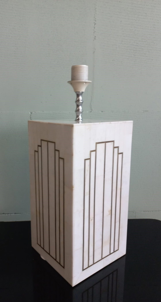 Italienische 70er Jahre Deco/Romeo Rega Stil Marmor Intarsien Lampe – Tischlampen, Copper, Plastic (photo 2 of 12)