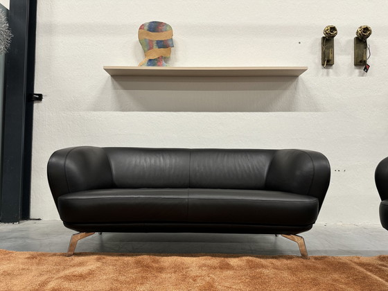 Image 1 of 2 Leolux Flint Sofa 2.5 Sitzer Schwarz Senso Leder Sofa Set