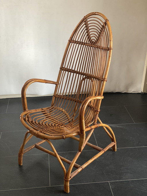 Rattan Loungesessel Mid Century