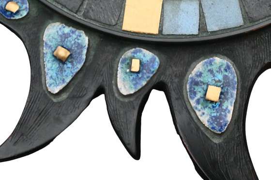 Image 1 of Vintage Sunburst Konvexspiegel - Spiegel aus Harz und Keramik - Sonnenspiegel