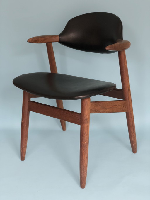 Mid Century Teak Cowhorn Chair Tijsseling 1960er