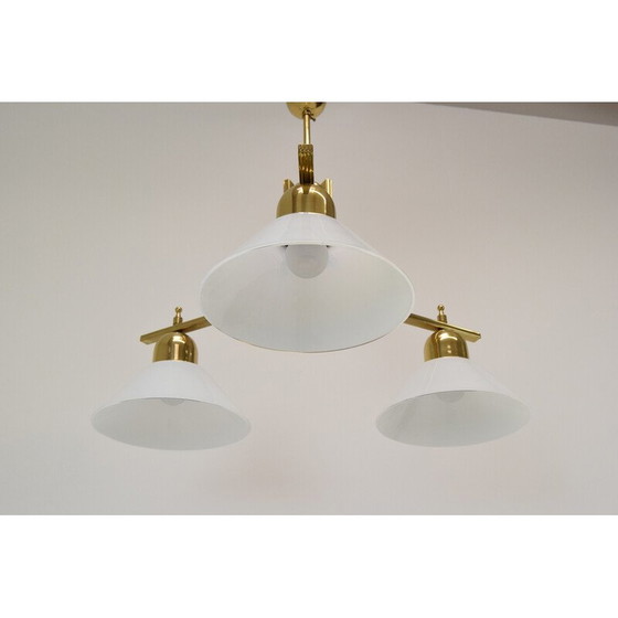 Image 1 of Mid-Century-Kronleuchter aus Glas und Messing, Tschechoslowakei 1980er Jahre