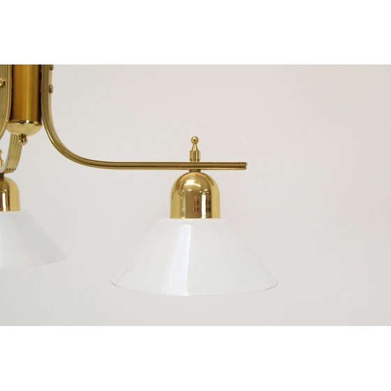 Image 1 of Mid-Century-Kronleuchter aus Glas und Messing, Tschechoslowakei 1980er Jahre