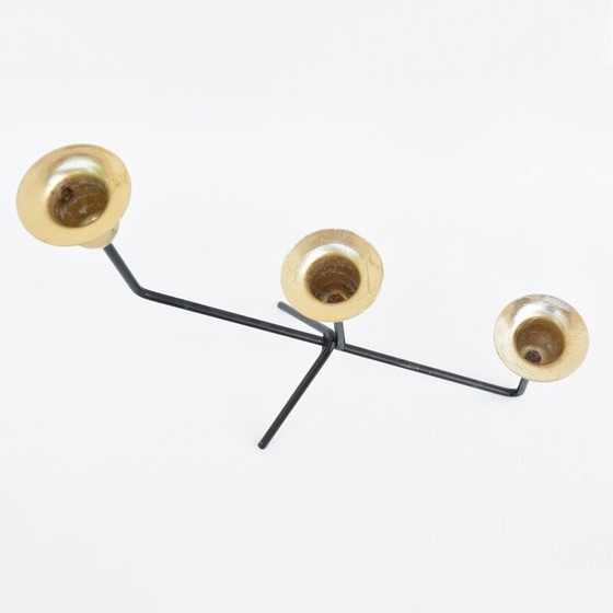 Image 1 of Minimalistischer Vintage-Kerzenständer aus Aluminium und Messing, Belgien 1970