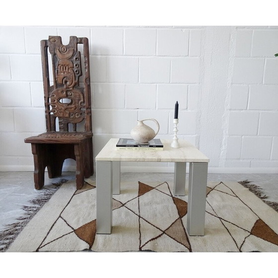 Image 1 of Vintage Couchtisch aus Travertin und Metall, Italien