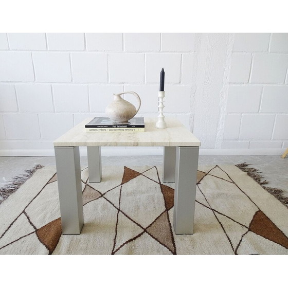 Image 1 of Vintage Couchtisch aus Travertin und Metall, Italien