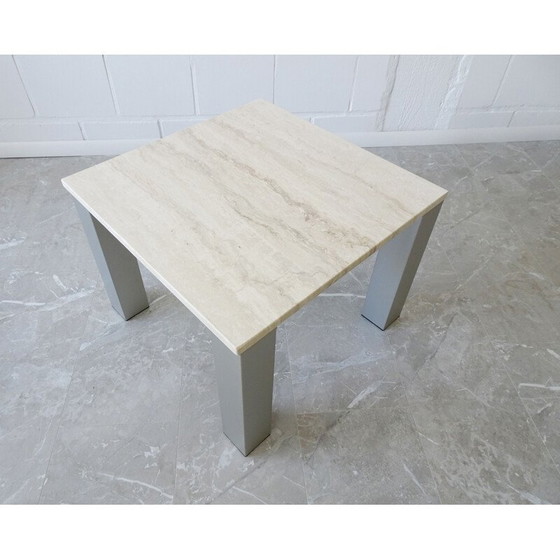 Image 1 of Vintage Couchtisch aus Travertin und Metall, Italien