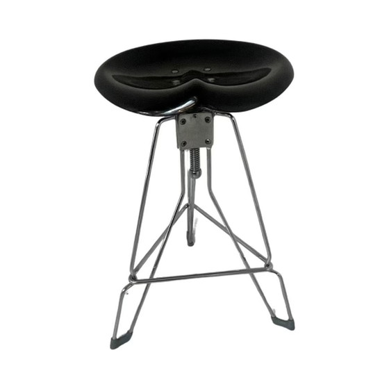 Image 1 of Yasu Sasamoto- Dulton – Industrieller Vintage-Barhocker mit Traktorsitz, Modell Clipper II – Schwarz Sitz – mehrere auf Lager