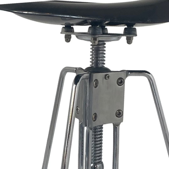 Image 1 of Yasu Sasamoto- Dulton – Industrieller Vintage-Barhocker mit Traktorsitz, Modell Clipper II – Schwarz Sitz – mehrere auf Lager