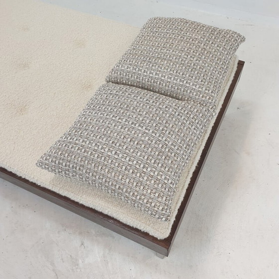 Image 1 of Vintage Wengé-Tagesbett mit Dedar-Kissen und Nackenrolle, Niederlande 1970er