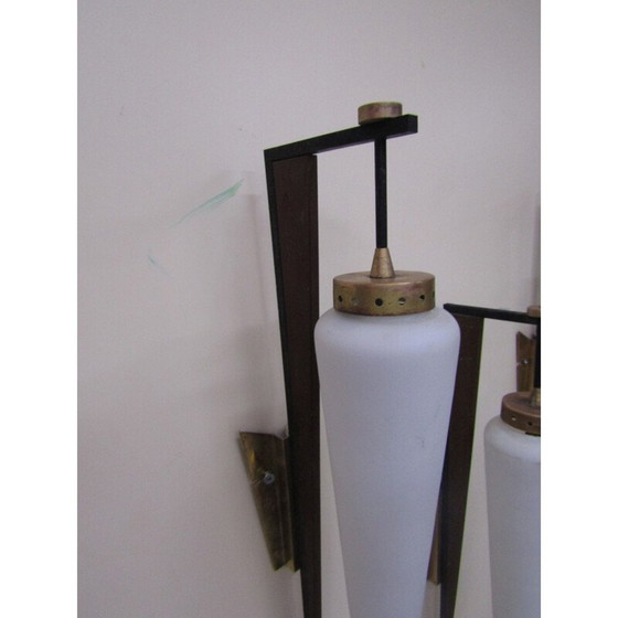 Image 1 of Satz von 3 Wandlampen aus Opalglas von Stilnovo