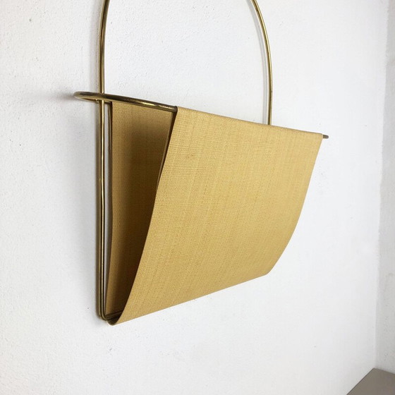 Image 1 of Vintage Messing Wandhalterung für Zeitschriften, Österreich, 1950