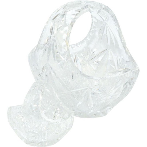 Paar alte Huta Szkła Julia Kristallkörbe, Polen 1980