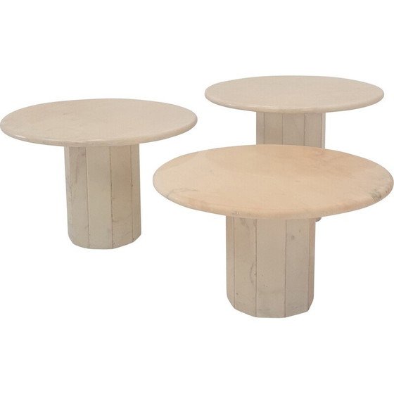 Image 1 of Satz von 3 italienischen Vintage-Marmor-Beistelltischen, 1970er Jahre