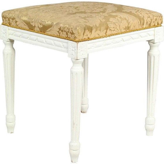 Image 1 of Gustavianische Fußstütze aus Holz und floralem Stoff, 1950er Jahre