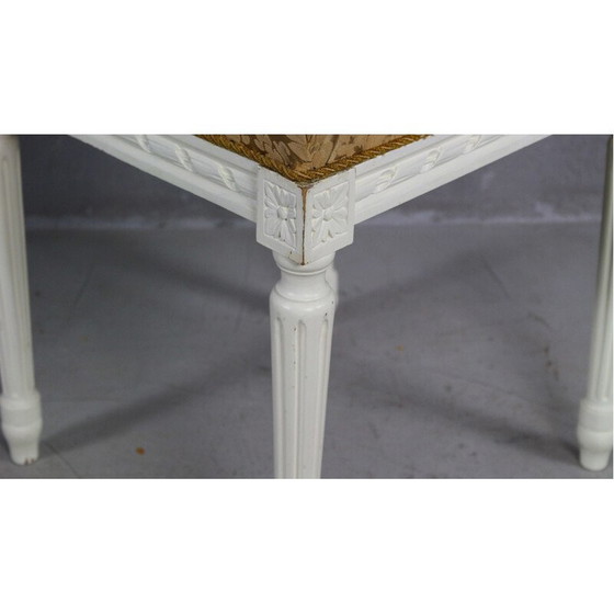 Image 1 of Gustavianische Fußstütze aus Holz und floralem Stoff, 1950er Jahre