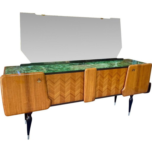 Italienisches Sideboard aus Rosenholz und Glas, 1960