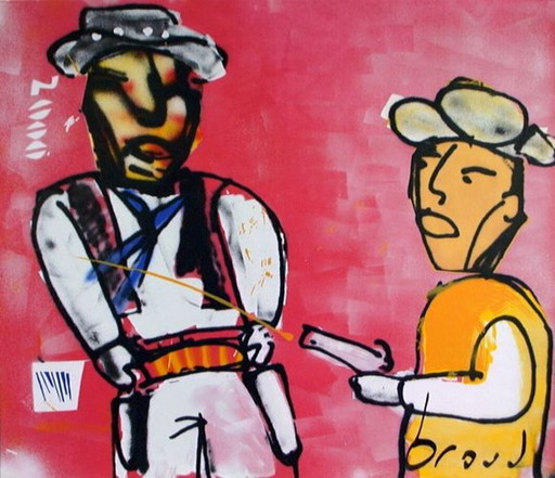 Herman Brood - 2 Cowboys mit Wasserpistolen-Siebdruck – lithos zeefdrukken