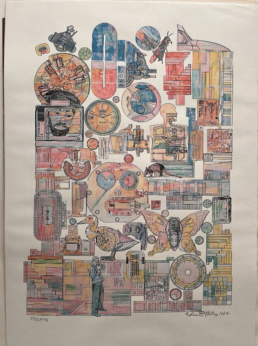 Eduardo Paolozzi, Wo die Wirklichkeit liegt, Siebdruck von 1982, handsigniert und nummeriert.