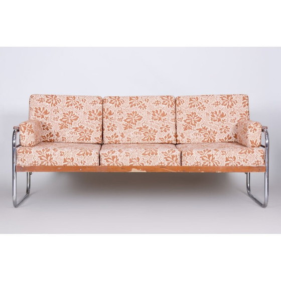 Image 1 of Vintage Vichr a Spol Sofa aus Buche und Chrom, Tschechoslowakei 1930er Jahre