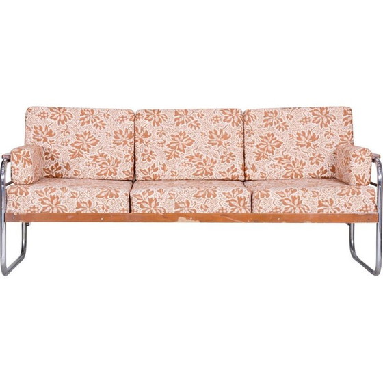 Image 1 of Vintage Vichr a Spol Sofa aus Buche und Chrom, Tschechoslowakei 1930er Jahre