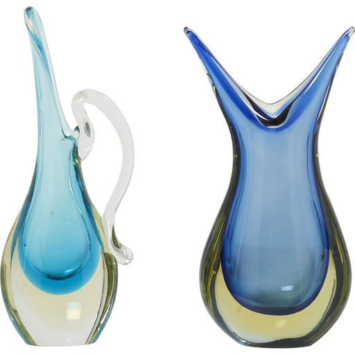 Paar alte Sommerso-Vasen aus Muranoglas, 1970