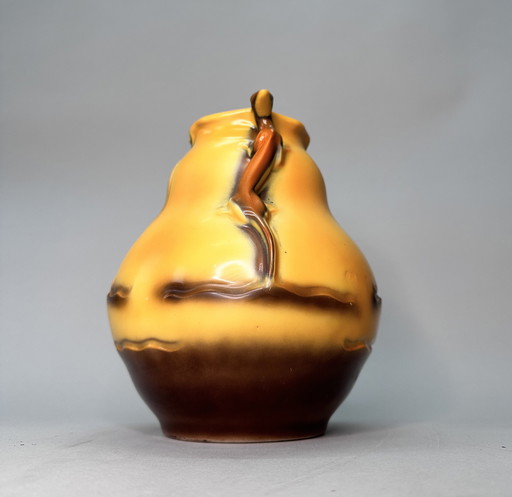 Mosa Art Deco Vase mit Eidechsen