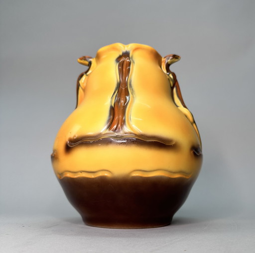 Mosa Art Deco Vase mit Eidechsen