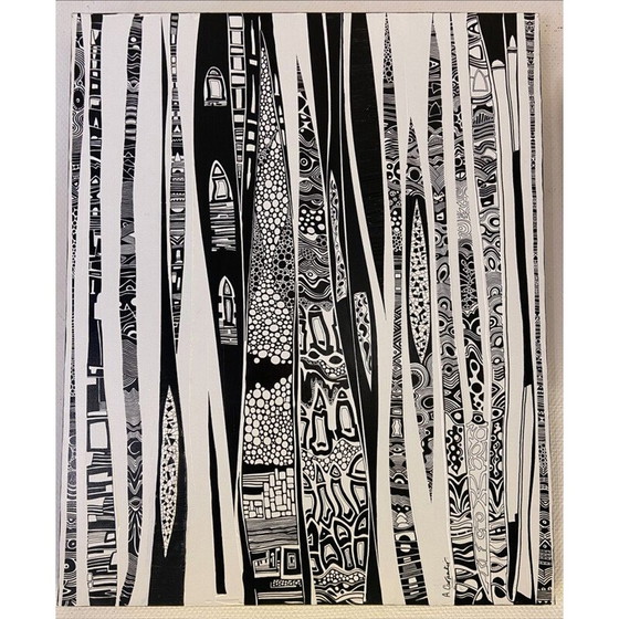 Image 1 of Vintage-Gemälde "Ballade im Parc Guell" von Alain Carpentier