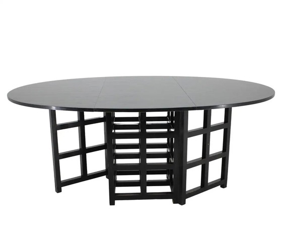 Image 1 of Ovaler Klapptisch Ds1 - 6 Schwarze Stühle Ds3 - Charles Rennie Mackintosh - Cassina - 1980