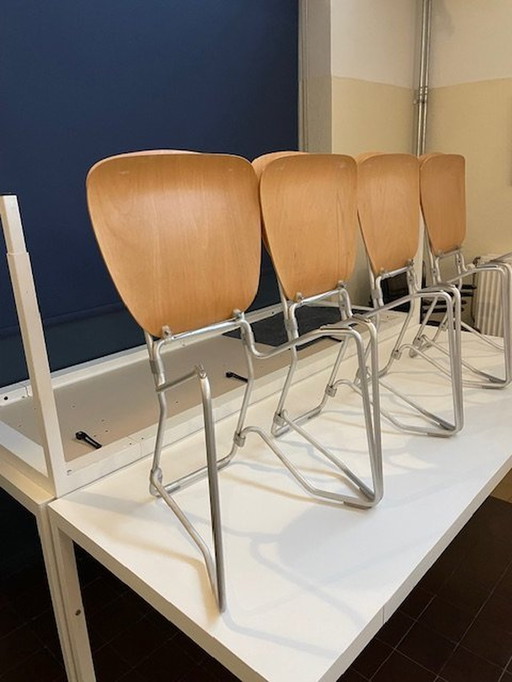 4x Aluflex Horizontal-Stapelstühle