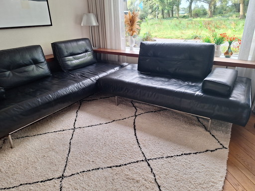 Rolf Benz Ecksofa Schwarzes Leder Ausziehbares Sofa Design