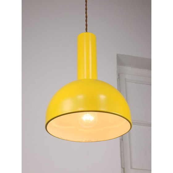 Image 1 of Gelbe Metall-Hängeleuchte im Vintage-Stil