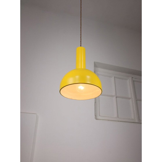 Image 1 of Gelbe Metall-Hängeleuchte im Vintage-Stil