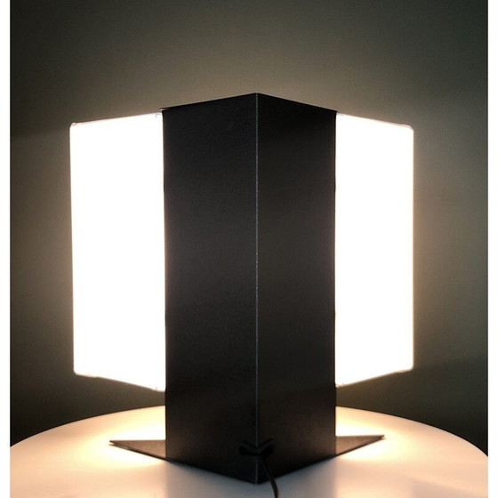 Image 1 of Vintage Accademia Tavolo Lampe aus weiß lackiertem Metall und weißem Stoff von Cini Boeri für Artemide, Italien 1978