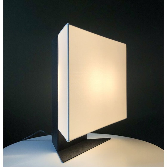 Image 1 of Vintage Accademia Tavolo Lampe aus weiß lackiertem Metall und weißem Stoff von Cini Boeri für Artemide, Italien 1978