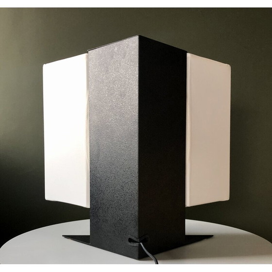 Image 1 of Vintage Accademia Tavolo Lampe aus weiß lackiertem Metall und weißem Stoff von Cini Boeri für Artemide, Italien 1978