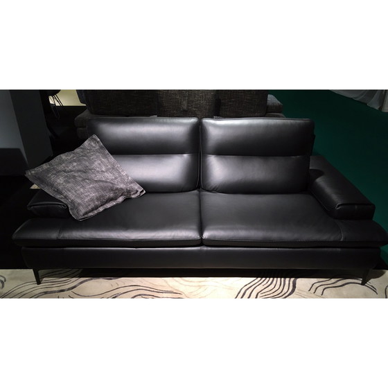 Image 1 of Dreisitziges Sofa L224Cm + Zweisitziges Sofa L204Cm Schwarzes Leder