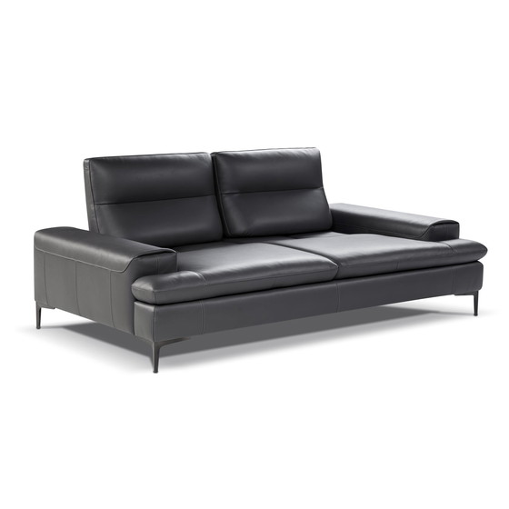 Image 1 of Dreisitziges Sofa L224Cm + Zweisitziges Sofa L204Cm Schwarzes Leder