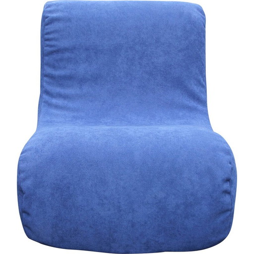 Vintage-Kaminstuhl, neu gepolstert in blau, 1970