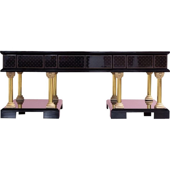 Image 1 of Vintage-Schreibtisch aus schwarz lackiertem Holz, 1986