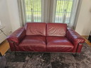 Burgunderfarbenes Natuzzi Sofa - 2-Sitzer