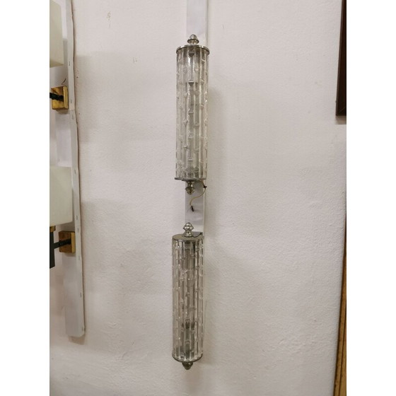 Image 1 of Paar Wandlampen aus Muranoglas und Stahl von Toni Zuccheri, Italien 1960