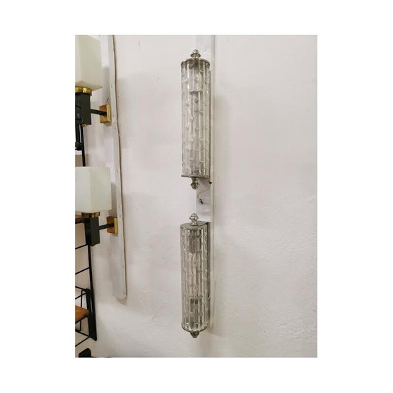 Image 1 of Paar Wandlampen aus Muranoglas und Stahl von Toni Zuccheri, Italien 1960