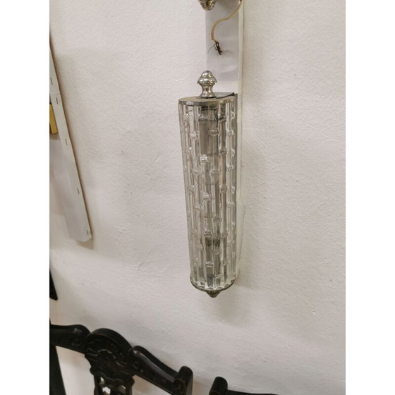 Image 1 of Paar Wandlampen aus Muranoglas und Stahl von Toni Zuccheri, Italien 1960